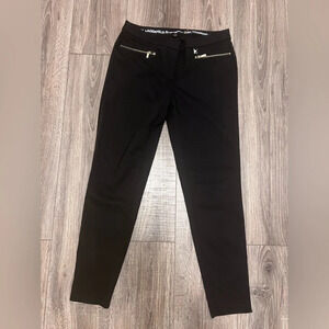 Karl Lagerfeld Pants Womens Size 4 Black Tapered Slim Fit Cotton Stretch Zipper